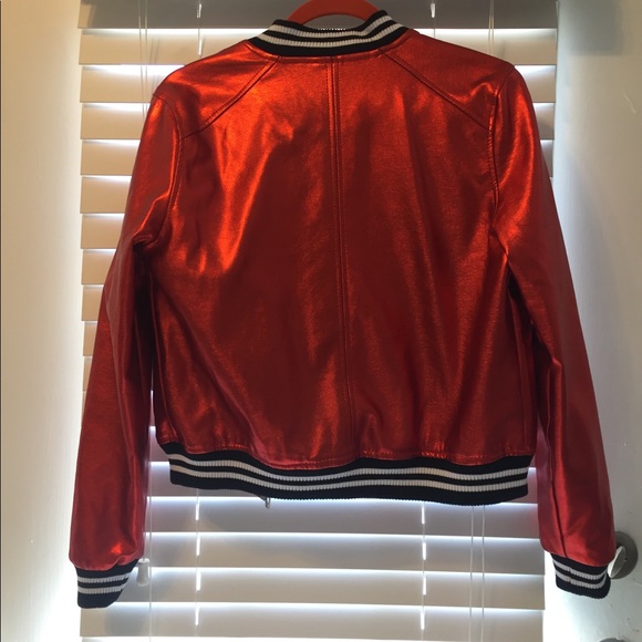 Shiny red Blank NYC bomber jacket. - Picture 4 of 5